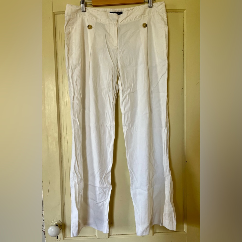 Theory linen white pants
